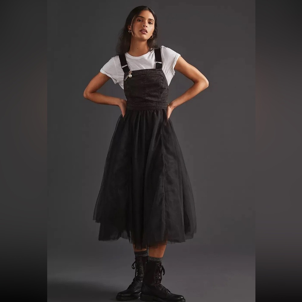 NWT Anthropologie Pilcro Denim/Tulle Midi Dress Size 0